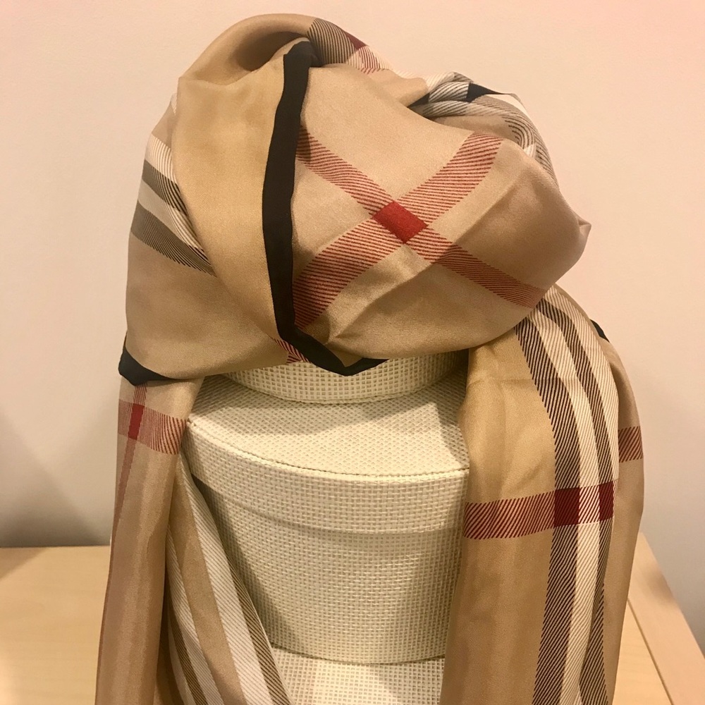 Checked Silk Scarf